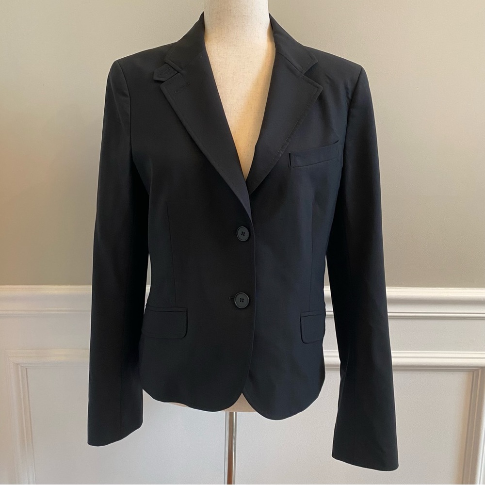THEORY Single Breasted Two Button Cropped Blazer Jacket in Black Size 10
